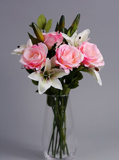 Artificial Pink Roses silk flowers