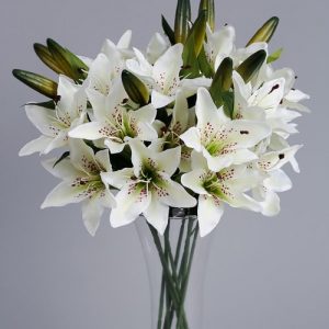 Artificial white lilies