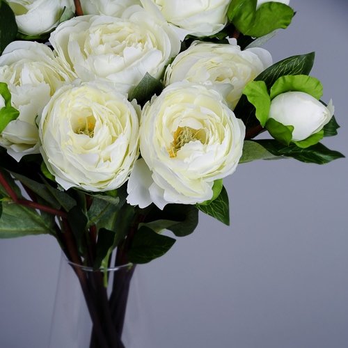 Artificial White Peonies (4)_2 silk flowers
