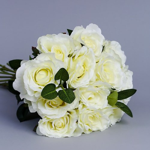 Luxury 12 x Artificial White Roses - Blueberry Street Flowers