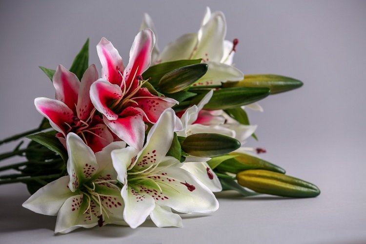 Artificial Lilies Flat Silk Flowers
