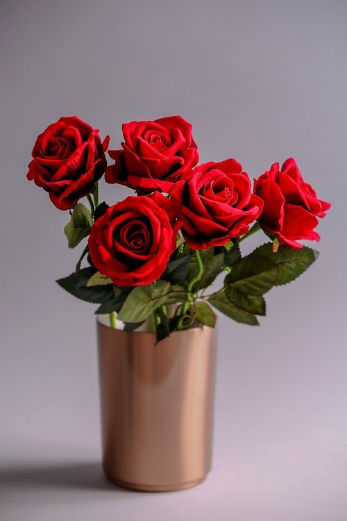 Artificial Red Roses Pot Silk Flowers