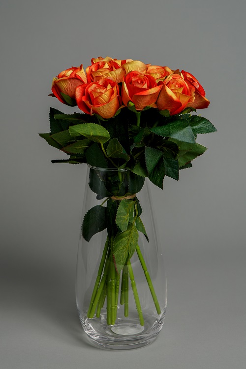 Artificial Orange Roses Silk Flowers 1