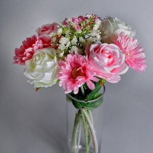 faux pink flowers