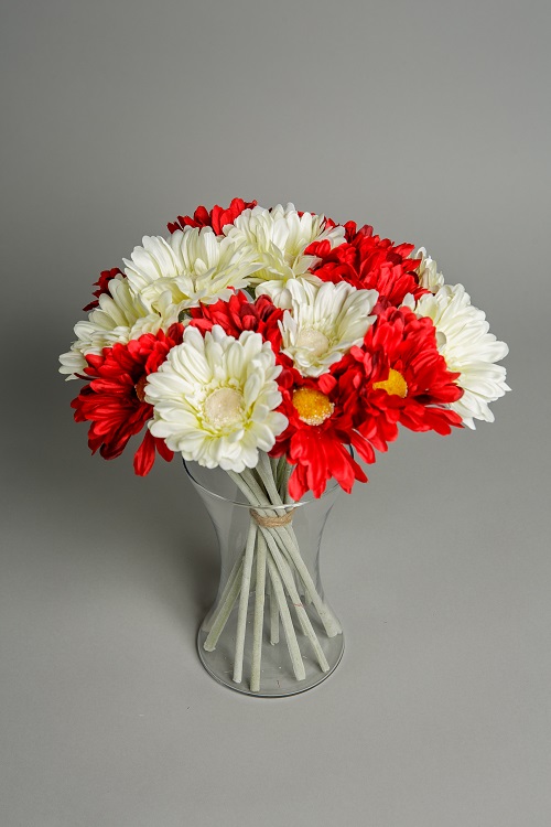 Red and white sympathy flowers