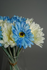 Blue and White Artificial Gerberas