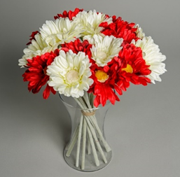 Red artificial flowers (red gerberas)