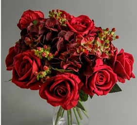 Artificial red flowers (red hydrangeas)
