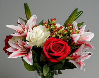 Artificial Christmas Bouquets (Red Rose & Lily)