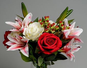 The 5 Best Artificial Christmas Bouquets to Display this Festive Season 4 Artificial Christmas Bouquets (Red Rose & Lily)